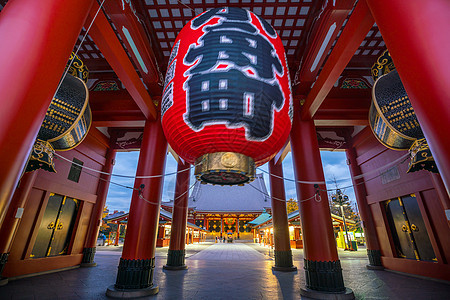 东京浅usa地区Sensoji寺宗教日出文化神道寺庙蓝色日落佛教徒宝塔天空图片