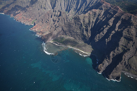 Kauai海岸景观崎岖天线海岸线热带风景旅游天堂旅行海滩悬崖图片