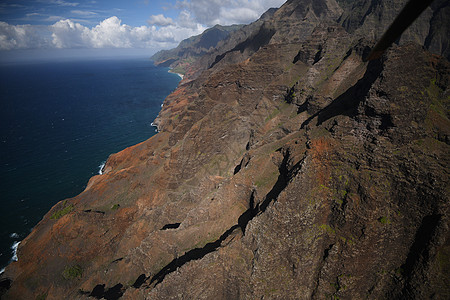 Kauai海岸景观直升机绿色假期风景天堂热带悬崖崎岖天线旅游图片