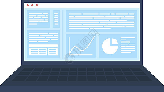 商务笔记本电脑半平面颜色矢量对象背景图片