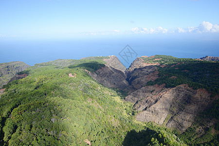 Kauai山风景假期海岸直升机旅游公园天线崎岖热带旅行图片