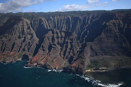 Kauai海岸景观假期海岸线天堂旅行海滩海洋绿色天线悬崖崎岖图片