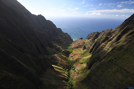 Kauai海岸景观热带海滩崎岖旅行风景悬崖旅游直升机海岸线海洋图片