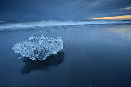 约库萨隆海滩海洋黑色海浪冰山海岸火山旅行蓝色土地冰川图片