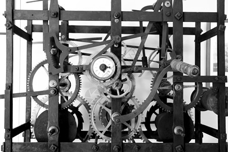 博物馆中的旧时钟机器图片