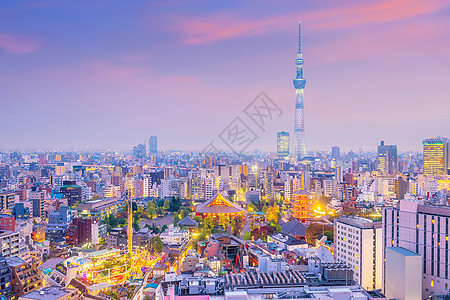 东京市天际的全景片浅草建筑学市中心历史宝塔游客地标城市神社旅游图片