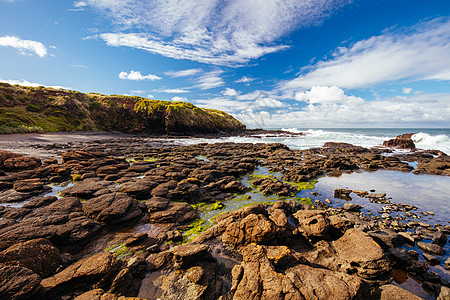 关于澳大利亚维多利亚州Flinders吹井洞的看法旅游海洋崎岖海浪岩石景点小路海滩太阳晴天图片