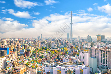 东京市天际的全景片旅行市中心建筑历史旅游宗教风景宝塔景观天空图片