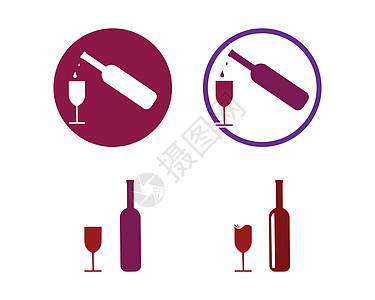 葡萄酒标志模板插图葡萄园食物叶子徽章藤蔓酒厂标签店铺标识图片