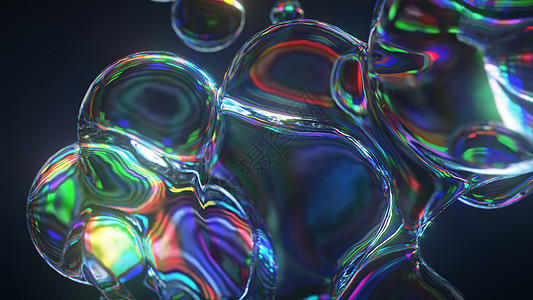 3D转换为背景的液体玻璃色相偏差摘要商业棱镜光谱创造力全息逆波合成蓝绿色材料彩虹图片
