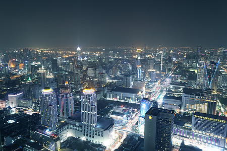 夜间曼谷市顶端景色旅行城市建筑酒店建筑学办公室高楼都市摩天大楼天际图片