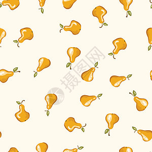 无缝模式与白色背景上的梨 天然美味新鲜成熟美味的水果 设计的矢量插图 程式化的梨叶 食品概念卡片艺术艺术品打印蔬菜卡通片纺织品市图片