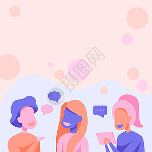 快乐的朋友绘图站着用泡泡和平板电脑互相交谈 同事设计站互相交谈进行有趣的对话人士男人男孩们蓝色商务卡通片孩子成人互联网幸福图片