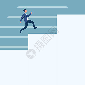 穿着西装的绅士在大台阶上向上奔跑 穿制服设计的人爬大楼梯显示进步和改进金融蓝色图形愿望商务活动危险跑步生长套装图片