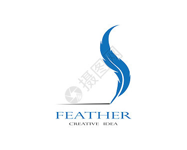 羽毛标志 vecto标识白色商业墨水蓝色艺术作家鹅毛笔公司律师背景图片