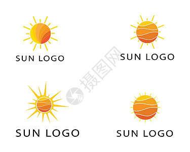 矢量图标标志太阳在地平线上海浪插图射线漩涡阳光季节晴天蓝色日出海滩图片