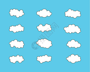 它制作图案的云图标蓝蓝的天空网络多云气候空白天气气泡插图云景卡通片圆形图片