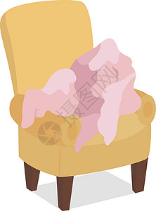 将脏衣服留在扶手椅上半平面颜色矢量对象图片