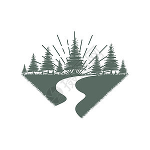 森林矢量图标设计它制作图案木头树木荒野植物爬坡场景地平线云杉环境叶子图片
