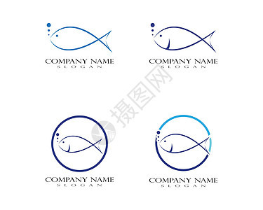 鱼标志模板野生动物游泳海洋公司艺术钓鱼折纸蓝色丝带食物图片