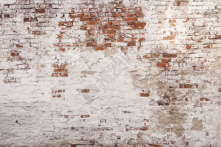 抽象的红色白色石墙城市纹理 有破旧的损坏的白色膏药的老红砖墙 粉刷成白色的砖墙又脏又臭的背景 石雕框架 grunge 空壁纸横幅图片