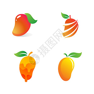 芒果汁芒果图标矢量图设计插图甜点卡通片水果叶子食物营养果味食品饮食插画