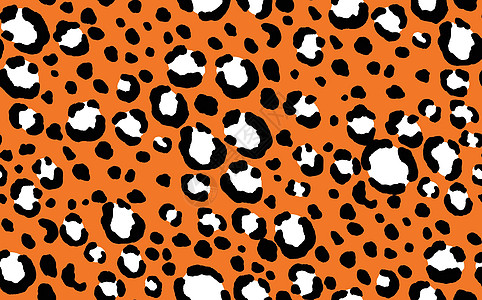 抽象的现代豹纹无缝图案 动物时尚背景 用于打印卡片明信片织物纺织品的橙色和黑色装饰矢量股票插图 风格化滑雪的现代装饰品毛皮皮革猎图片