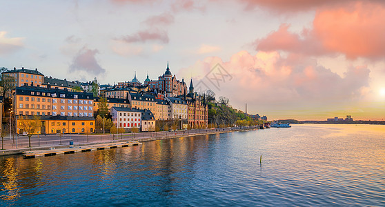 斯德哥尔摩老城市天线 瑞典城市风景旅行旅游景观首都房子地标建筑学日落教会城市背景图片