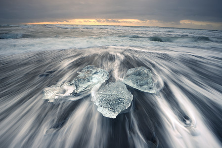 冰山海滩天空白色黑色蓝色火山气候海洋冰川旅行海浪图片
