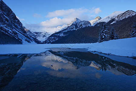 湖湖曲水冬季森林季节日出风景公园山脉天空国家仙境曲棍球图片
