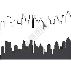 城市天际线背景 vecto建筑学商业插图街道摩天大楼黑色绘画艺术草图办公室图片