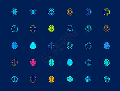 具有抽象形状的大脑标志设计模板集图片