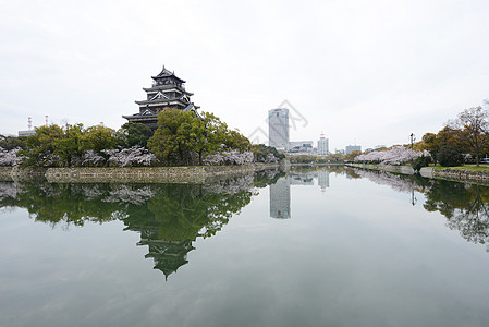 岛四岛纪念馆天空季节蓝色花园旅行植物群公园城堡反射图片