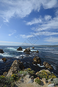 内地海岸海岸线岩石海景海洋海滩海浪支撑旅行天空悬崖图片