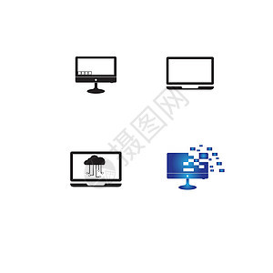 计算机图标矢量图解设计日志白色电子展示电讯互联网阴影黑色框架电脑桌面背景图片