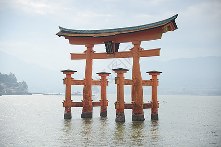 宫岛神道红色寺庙宗教历史性遗产神社建筑学旅行橙子图片