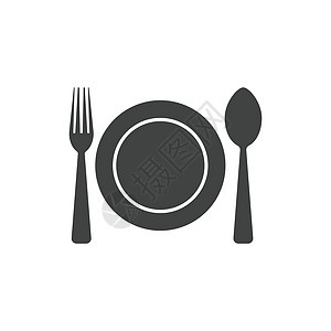 它制作图案叉板勺图标矢量刀具咖啡店用餐用具白色菜单插图食物餐厅黑色图片