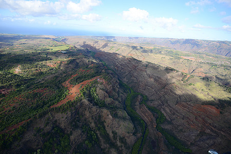 Kauai山崎岖热带直升机海岸线风景绿色公园天线旅游海岸图片