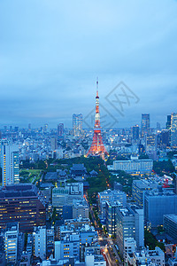 日本城市东京塔台景观建筑学天际天空城市场景旅行建筑风景地标背景