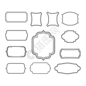 复古框架图标模板 vecto婚礼邀请函剪贴标签乡村古董包装装饰传统卡片图片