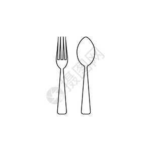 它制作图案叉板勺图标矢量白色烹饪午餐厨房餐厅刀具勺子黑色早餐餐具图片