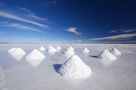 盐盐养殖场水晶天空蓝色盆地高度白色旅游反射图片