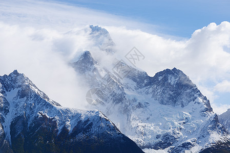 山地的奇尔荒野史诗冰川悬崖旅行天空蓝色痛苦国家公园图片