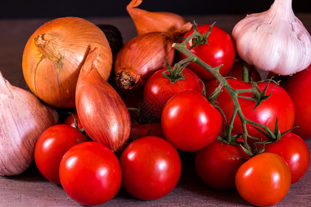 用于厨房装饰海报的各类大蒜番茄和洋葱植物蔬菜食物香料沙拉农业营养团体草本植物调味品图片