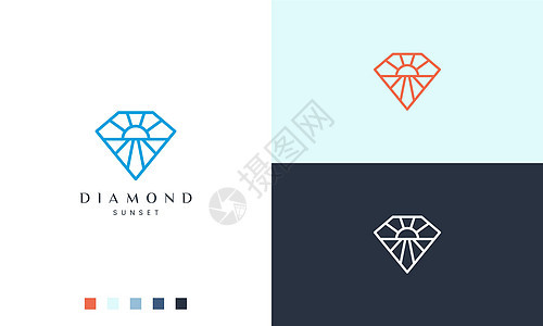 钻石形状的太阳或海滩标志 具有简单和现代的风格图片