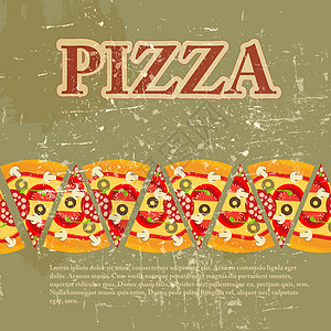 老式复古 grunge 风格中的比萨菜单模板烹饪茶点创造力身份盘子餐厅公司装饰品商业厨房图片