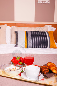 阿瑞斯旅馆卧室奢华咖啡酒店旅行房子软垫枕头面包羊角毛巾图片