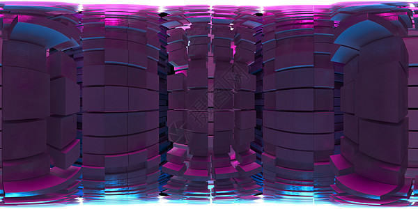VR 360全景VR360 立方体背景 光路 粉粉塑料和蓝色背景的抽象图像图片
