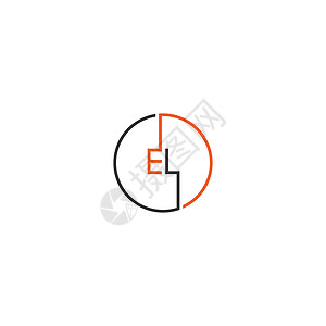 EL 标志字母设计概念圆圈黑色身份电子技术标识商业公司正方形网络图片