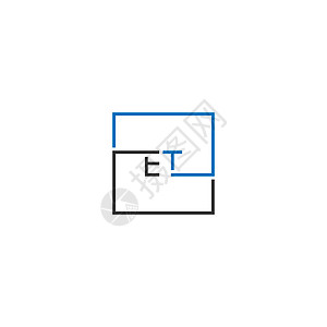 黑色和蓝色的 ET 标志字母设计概念圆形插图身份公司标识技术商业圆圈创造力品牌设计图片